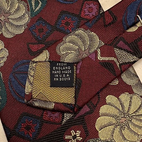 XMI PLATINUM Necktie Floral  Wide & Long England Silk Hand Made In USA 4”x62.5” - Picture 3 of 5